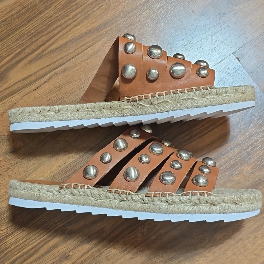 Marc Fisher LTD Brandie Studded Espadrille Slide Sandals.